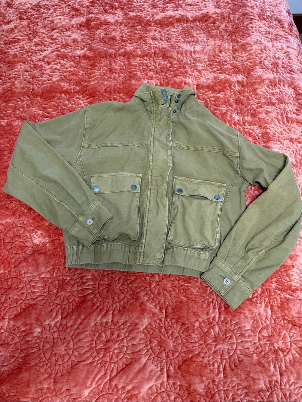 Anthropology Pilcro Olive Green Cropped Utility Jacket